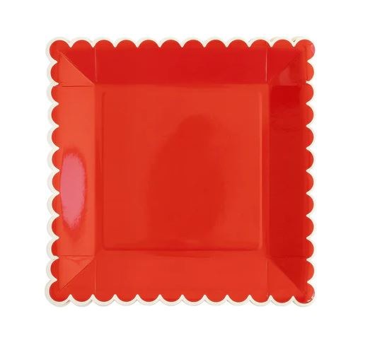 Believe Red and White Scalloped Plates