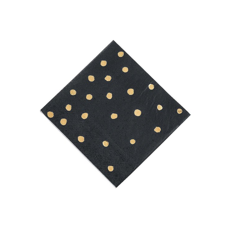 Black/Gold Polka Dot Beverage Napkins 16ct