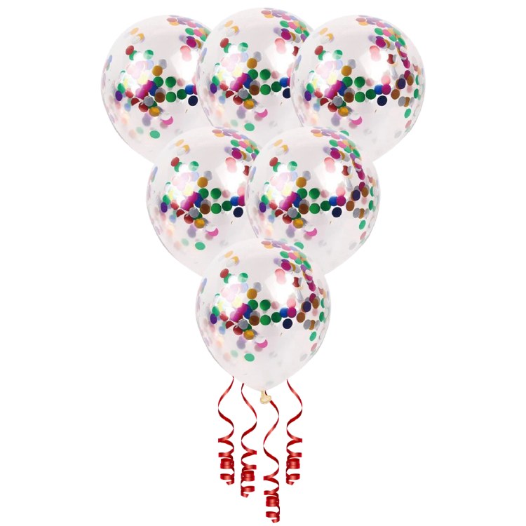 11" Confetti Foil Multi Latex Helium Balloon Bundle of 6 (ONLY FLOATS ONE DAY)
