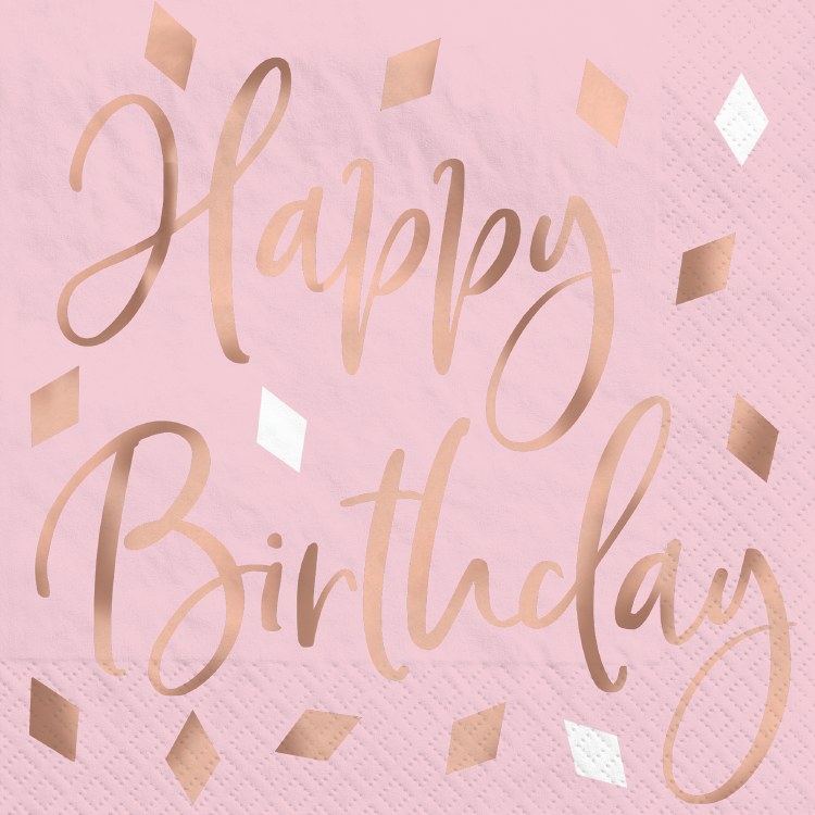 Blush Birthday Beverage Napkins 16ct