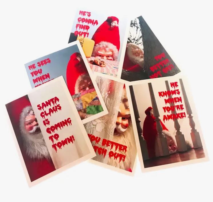 Creepy Santa Xmas Card Set • 6 Cards