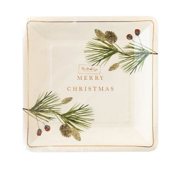 Botanical Merry Xmas Plates