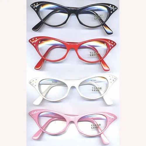 Glasses Cat Eye W/Gem Asst