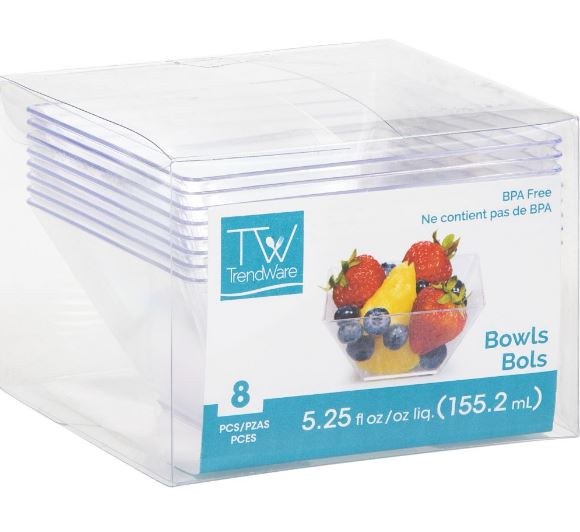 Bowl Plast Sq Clear 3.5"