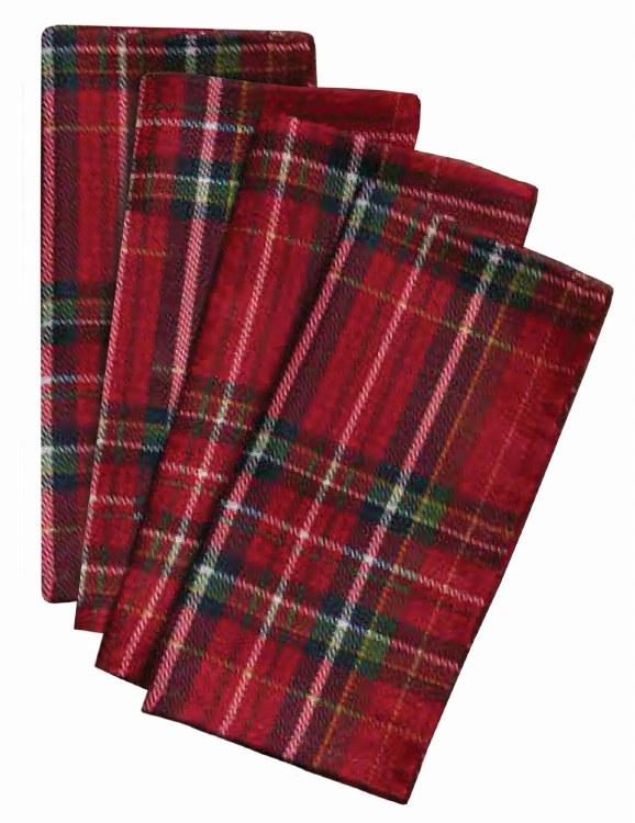 Christmas Plaid Fabric Napkins ~ 4 Pack