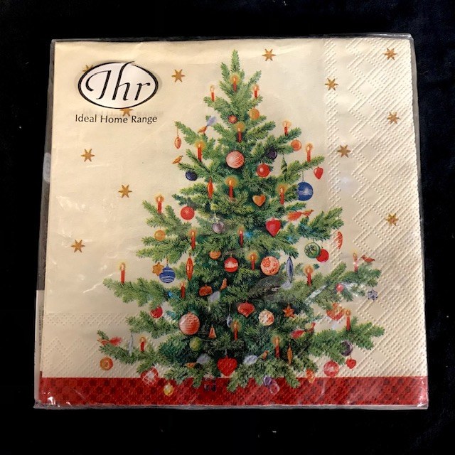 Cream Christmas Tree Lunch Napkins ~ 20 Pack