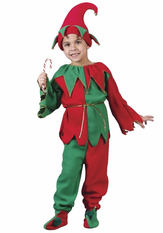 Childs Elf Costume Red/Green Sz L