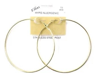 3in. Stainless Steel Post Gold Hoop Earrings