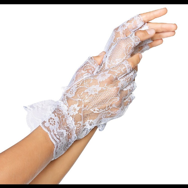 Fingereless Lace Gloves White