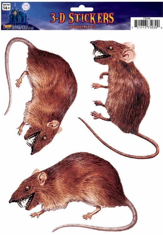Rat 3D Stickers 3pk