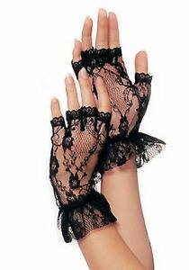Gloves Fingerless Lace Blk