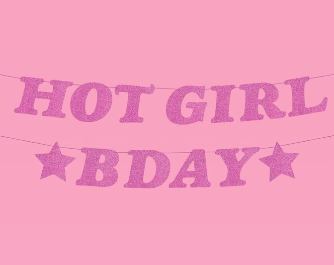 Hot Girl Bday Banner Pink