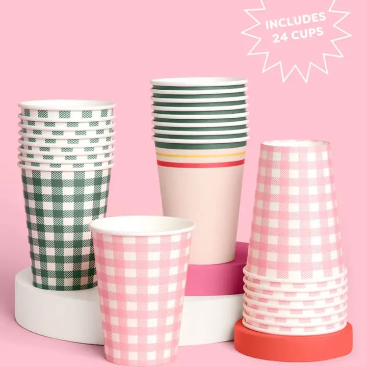Gingham Picnic 12oz Cups 24ct
