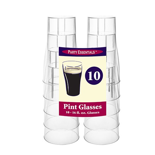 Glasses Pint 16oz Plastic 10ct