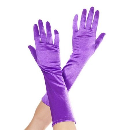 Long Satin Gloves Purple