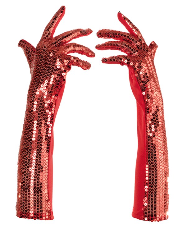 Gloves Long Sequin Red