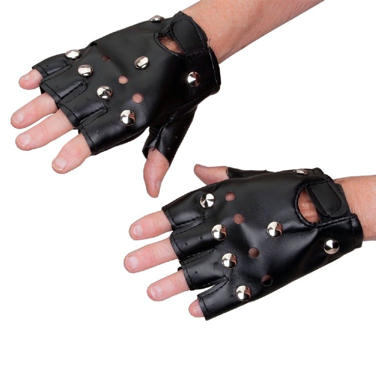 Gloves Studded Fingerless Biker