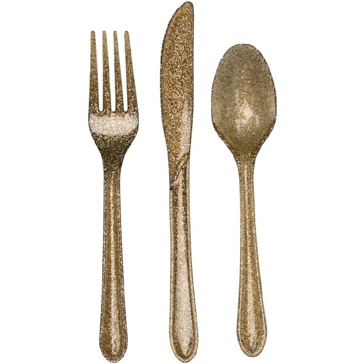 Gold Glitter Cutlery Set