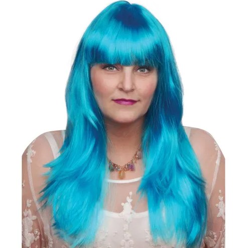 Long Wig Neon Blue