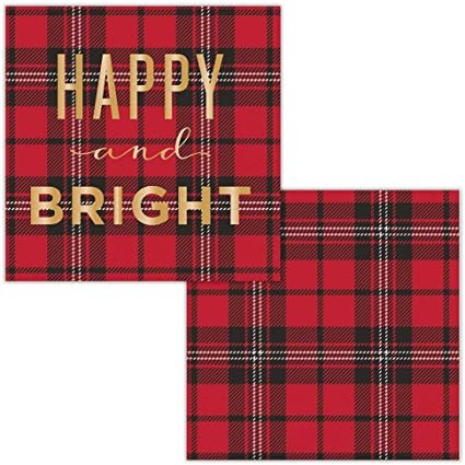 Happy &amp; Bright Foil Beverage Napkins ~ 24 Pack