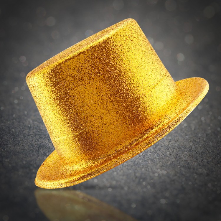 Hat Top Glitter Gold Plastic