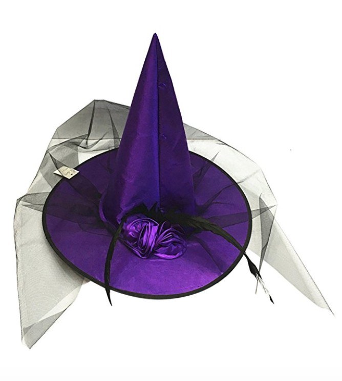 Fancy Feathers Witch Hat Purple