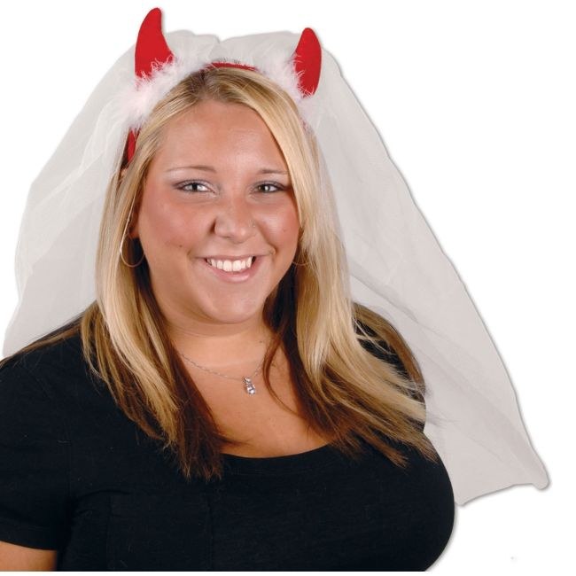Headband  Veil w/ Devil Horns