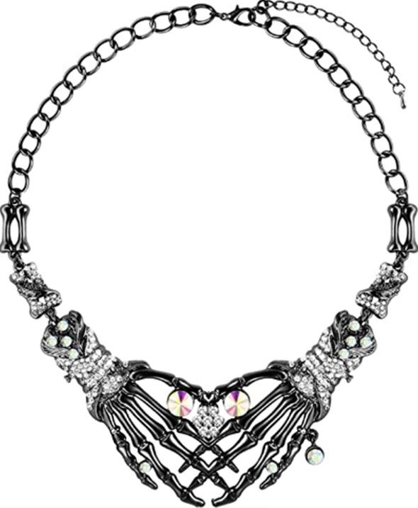 Black Skeleton Hands Necklace