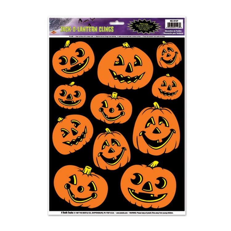 Jack-O-Lantern Clings ~ 11 Pieces