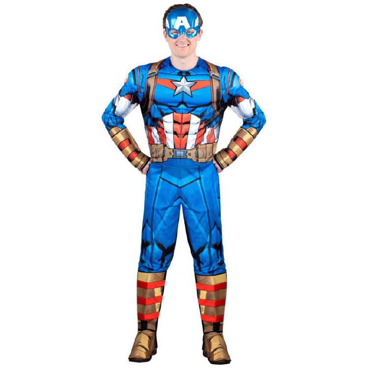 Capt America Muscle Adult Lg