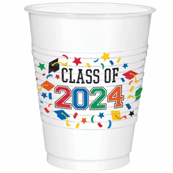 Class of 2024 Cups Colorful Champion Party Supply