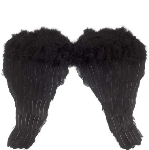 Black Feather Angel Wings 18"