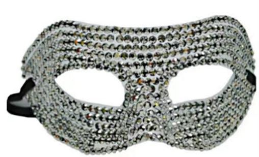 Half Mask Silver Rhinestone