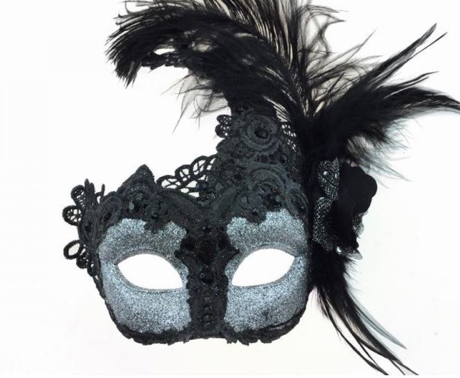 Mask Venetian Sidefeather Black/Silver