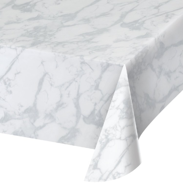 Marble WhtPrint Pl Tablecover