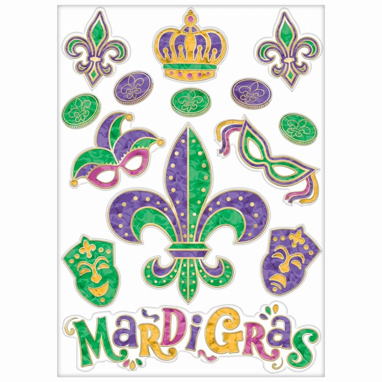Mardi Gras Window Decor 14pcs