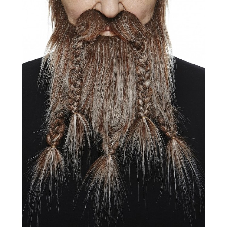 Long Braided Beard Brown/Grey