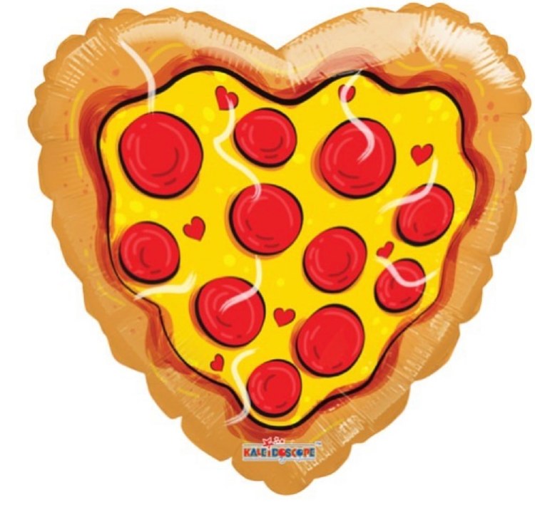 Pizza Heart • Standard Size 18" Mylar Helium Balloon