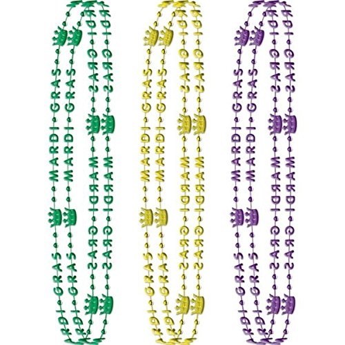 Necklace Mardis Gras Crown Beads 6pc