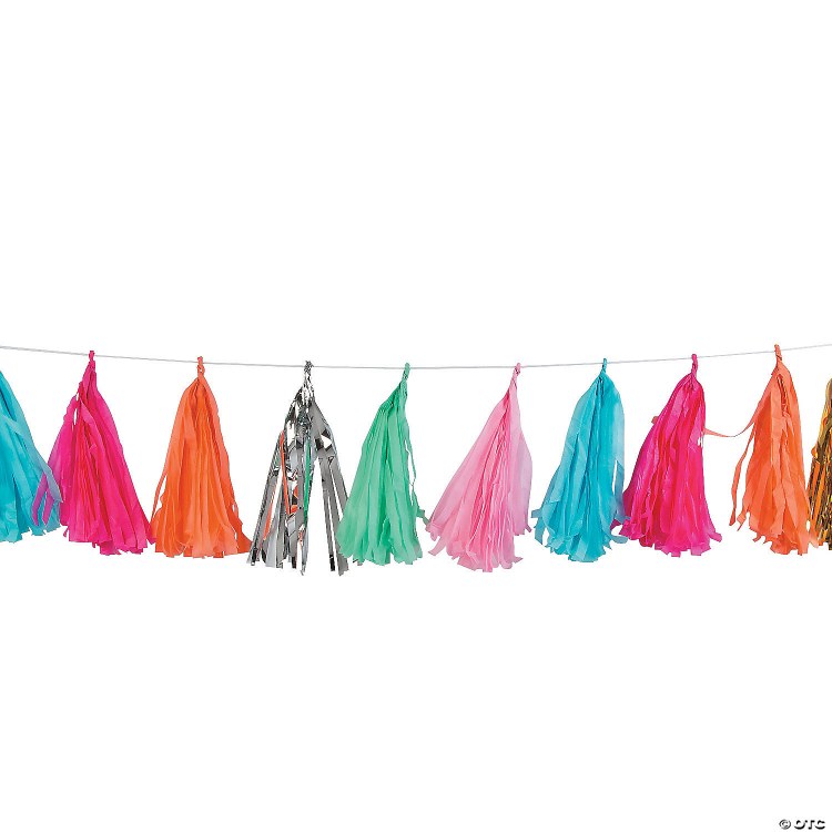 Tissue Tassel Garland Bubblegum Brights