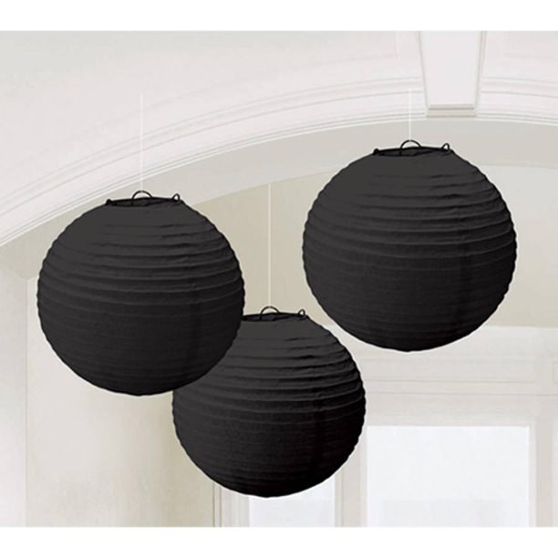 Paper Lanterns Black 3pk