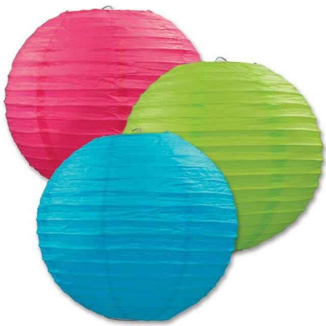 Paper Lanterns Hot Pink/Lime/Turqouise 3pk