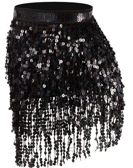 Skirt Black Fringe Adult L/XL