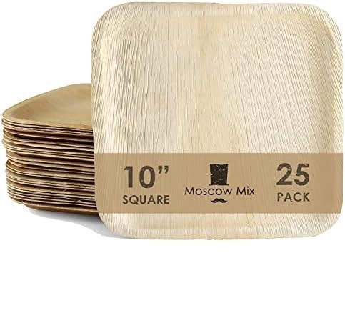 Palm Leaf 10in Sq Plates 25ct