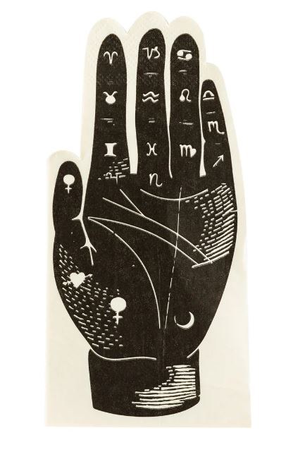 Palmistry Hand Shaped Beverage Napkins 24ct