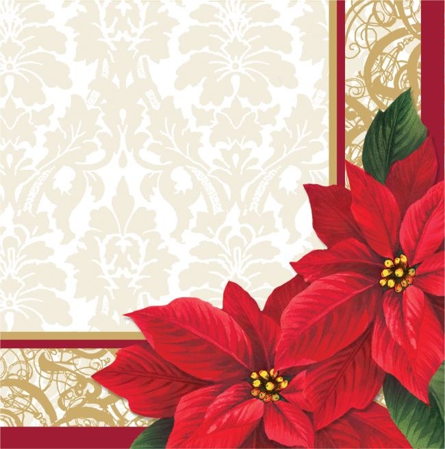Poinsetta Lace Lunch Napkins ~ 50 Pack