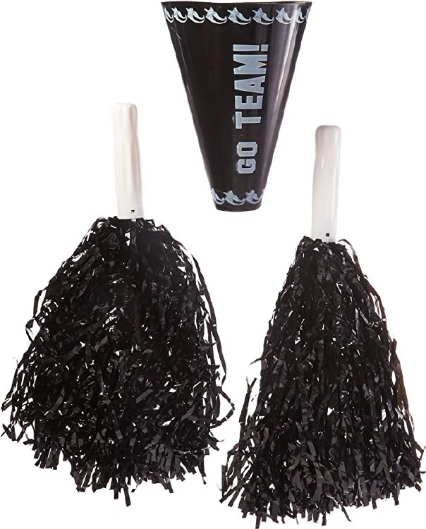 Cheerleader Pompoms and Megaphone - Black