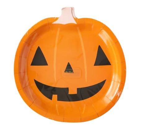 Pumpkin Shaped Paper Plates 9"
