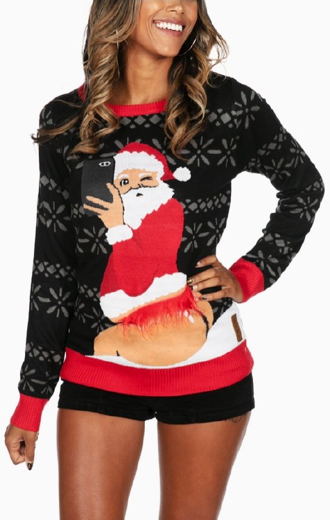 Xmas Sweater Selfie Santa Med