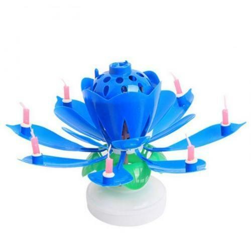 Spinning Flower Candle - Blue